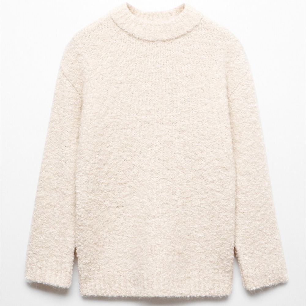 MANGO- BOUCLÉ KNIT WOOL-BLEND SWEATER